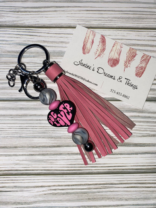 Pink “Dog Lover” bar keychain